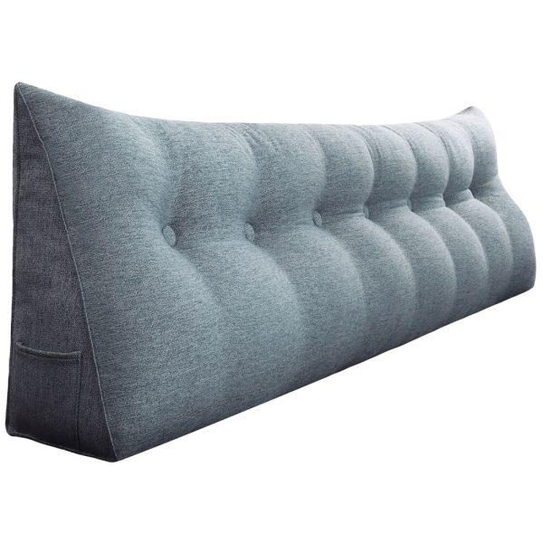 Headboard Pillow Big Wedge Bolster Cushion Linen Grey - obrazek 18