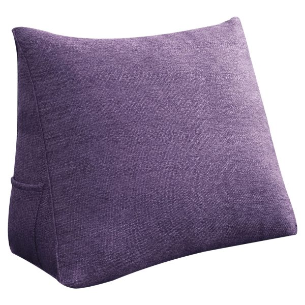 Headboard Decorative Pillow Big Wedge Cushion Linen Purple – Image 9