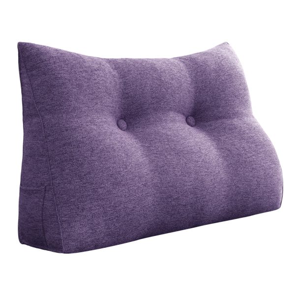 Headboard Decorative Pillow Big Wedge Cushion Linen Purple – Image 10