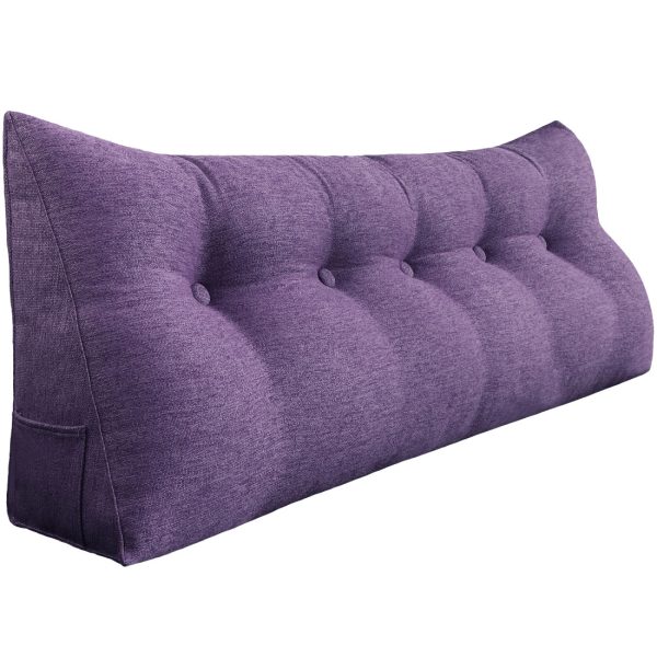 Headboard Decorative Pillow Big Wedge Cushion Linen Purple – Image 12