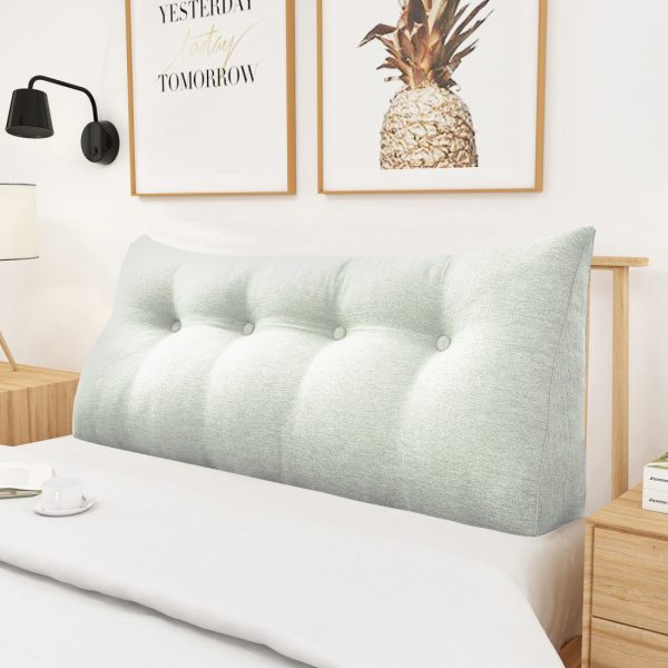 Large Back Pillow For Bed Big Wedge Cushion Linen White – Image 2