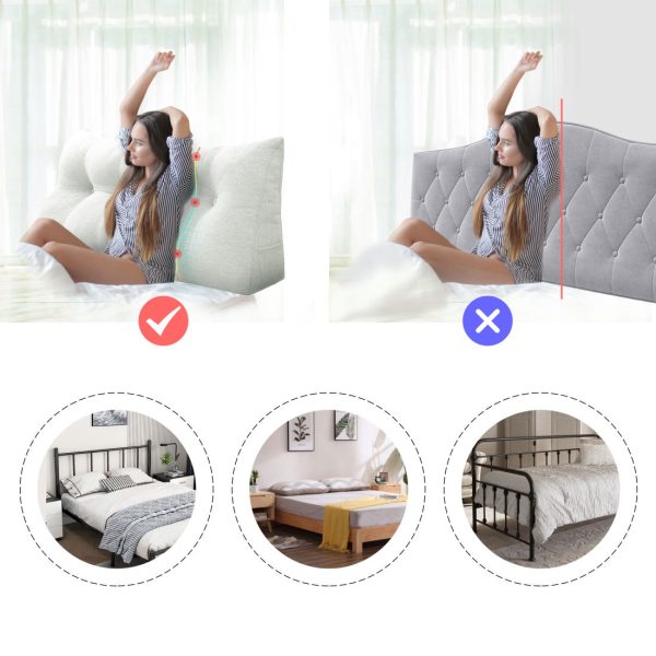 Large Back Pillow For Bed Big Wedge Cushion Linen White – Image 6