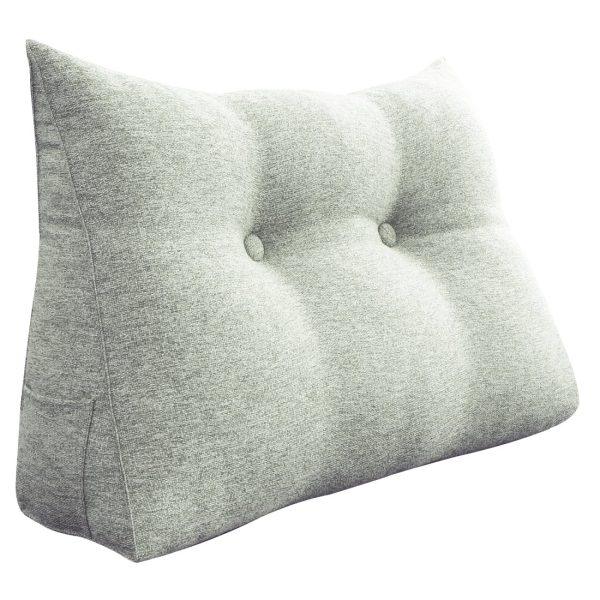 Large Back Pillow For Bed Big Wedge Cushion Linen White – Image 11