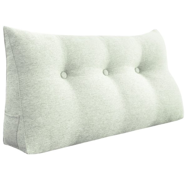 Large Back Pillow For Bed Big Wedge Cushion Linen White – Image 12