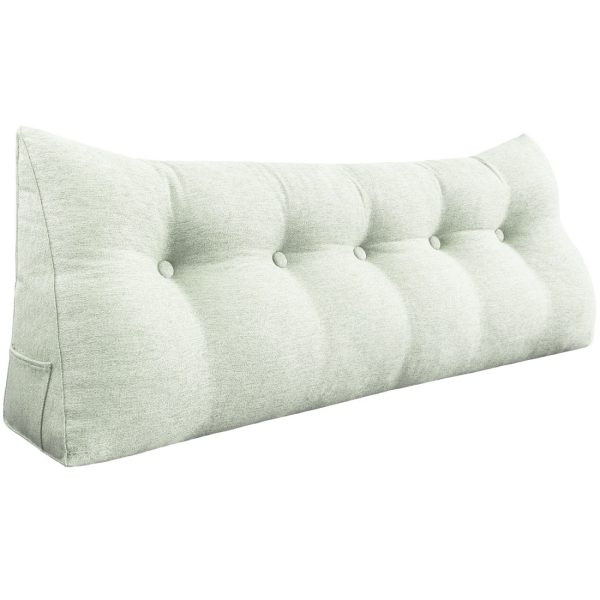 Large Back Pillow For Bed Big Wedge Cushion Linen White – Image 13