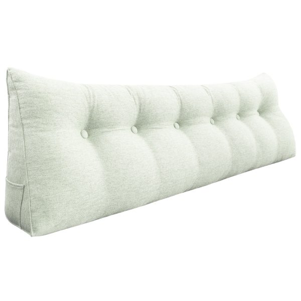 Large Back Pillow For Bed Big Wedge Cushion Linen White – Image 14
