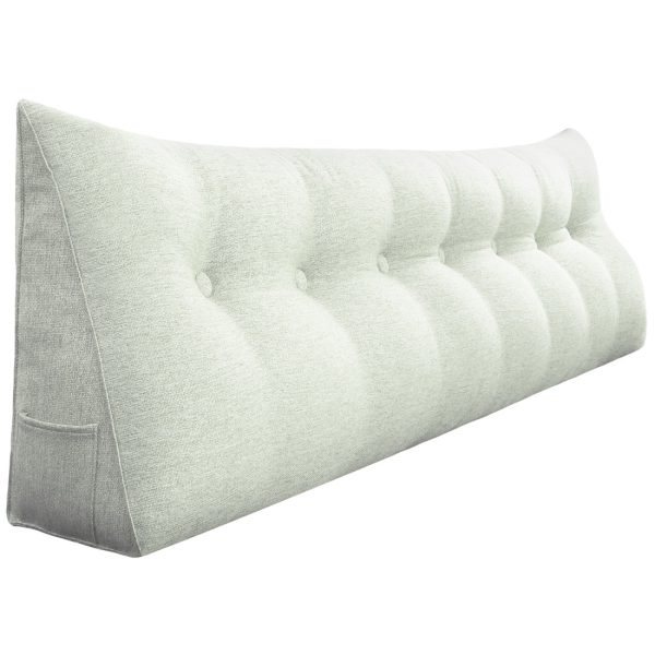 Large Back Pillow For Bed Big Wedge Cushion Linen White – Image 15