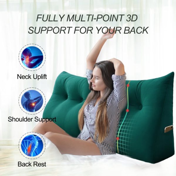 Big Back Support Pillow Wedge Headboard Cushion Velvet Cyan - obrazek 7
