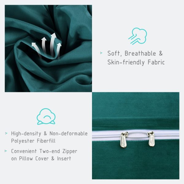 Big Back Support Pillow Wedge Headboard Cushion Velvet Cyan - obrazek 9