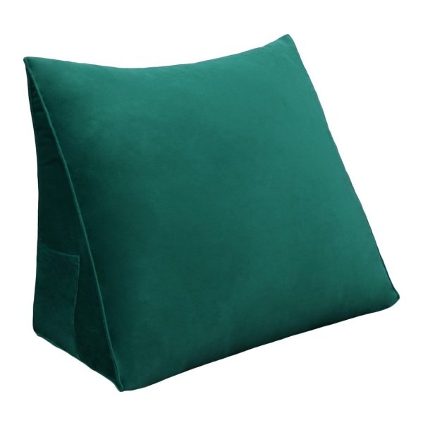 Big Back Support Pillow Wedge Headboard Cushion Velvet Cyan - obrazek 14