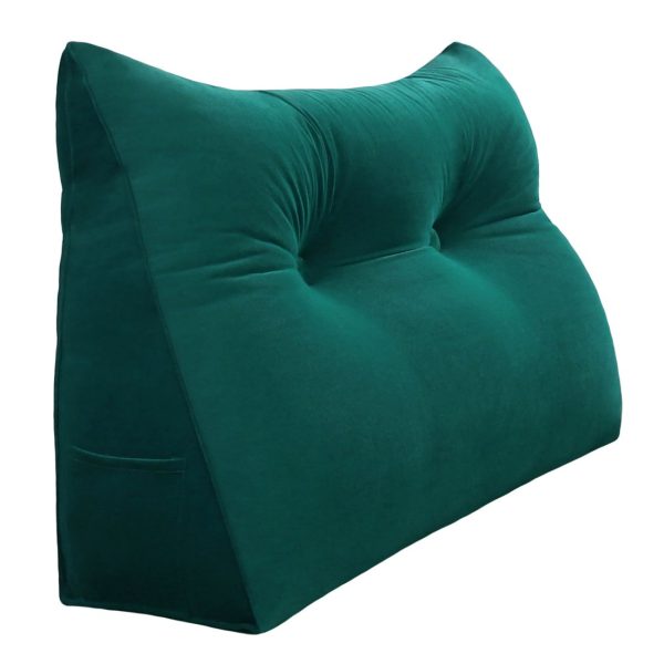 Big Back Support Pillow Wedge Headboard Cushion Velvet Cyan - obrazek 15