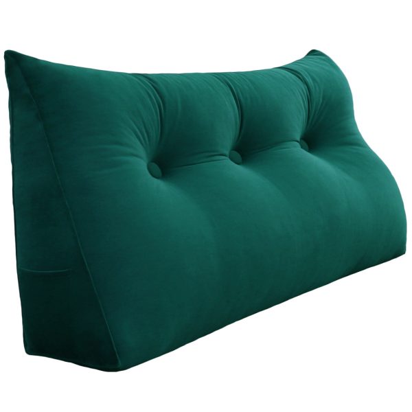 Big Back Support Pillow Wedge Headboard Cushion Velvet Cyan - obrazek 16
