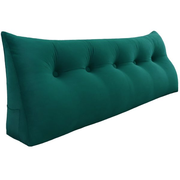 Big Back Support Pillow Wedge Headboard Cushion Velvet Cyan - obrazek 17