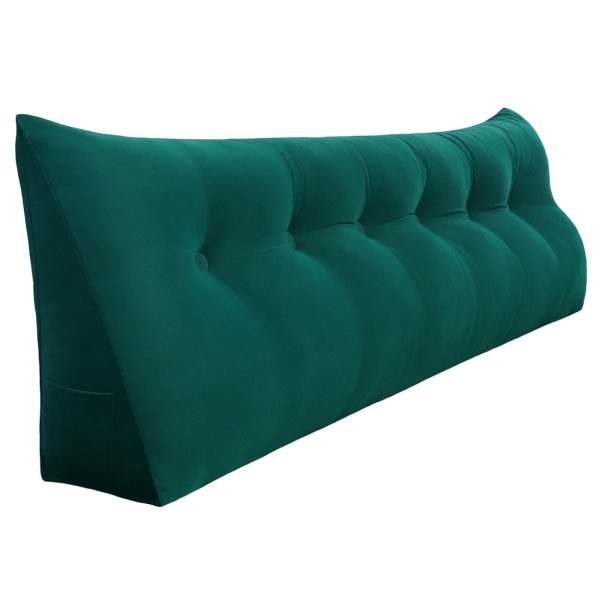 Big Back Support Pillow Wedge Headboard Cushion Velvet Cyan - obrazek 18