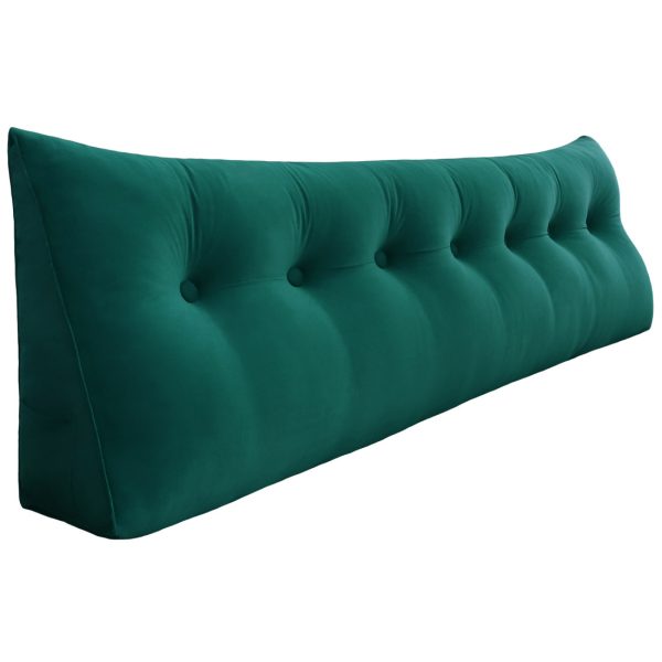 Big Back Support Pillow Wedge Headboard Cushion Velvet Cyan - obrazek 19