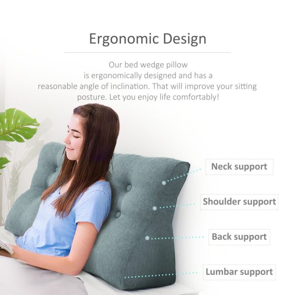 Large Headboard Cushion Wedge Pillow Linen Grey - Imagem 5