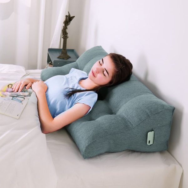 Large Headboard Cushion Wedge Pillow Linen Grey - Imagem 7