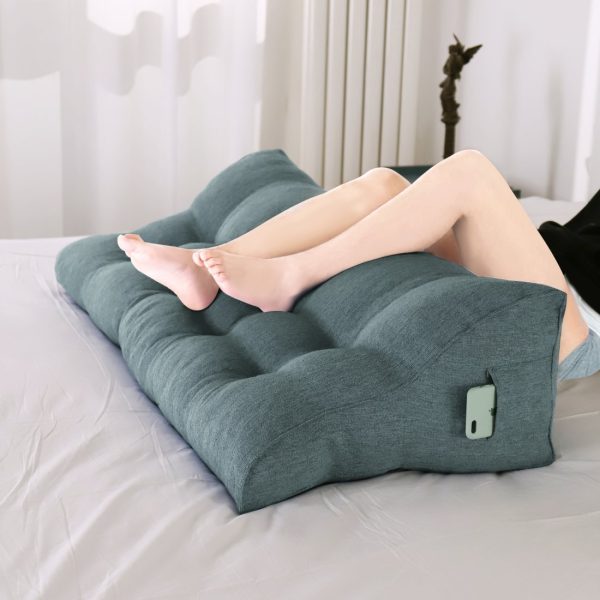 Large Headboard Cushion Wedge Pillow Linen Grey - Imagem 8