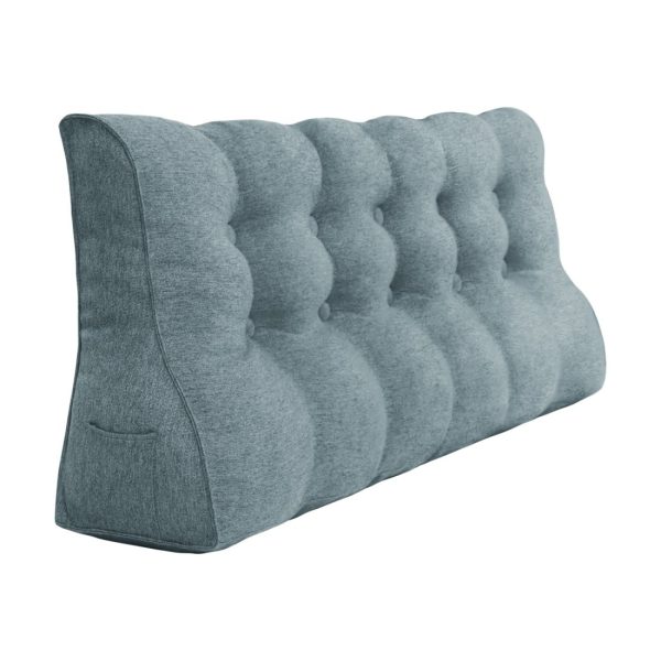 Large Headboard Cushion Wedge Pillow Linen Grey - Imagem 12