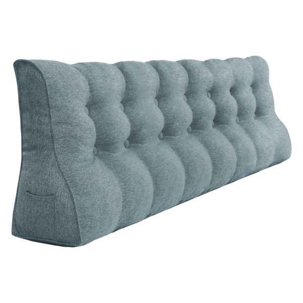 Large Headboard Cushion Wedge Pillow Linen Grey - Imagem 14