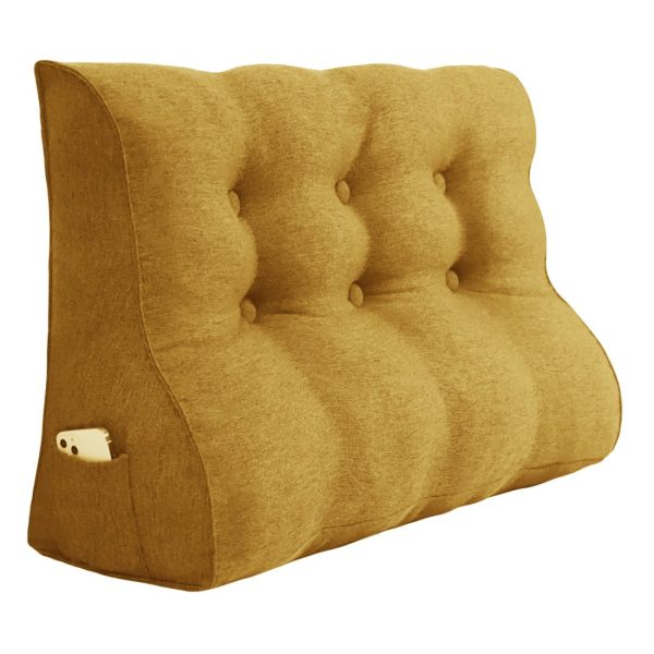 Almohada Triángulo Grande Cuña Cama Lino Cojín Lectura Amarillo