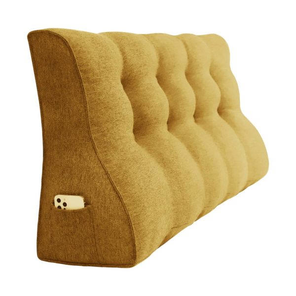 Large Triangle Pillow Wedge Bed Reading Cushion Linen Yellow - Imagen 11