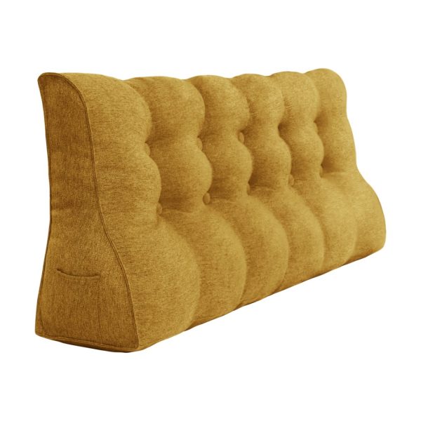 Large Triangle Pillow Wedge Bed Reading Cushion Linen Yellow - Imagen 12