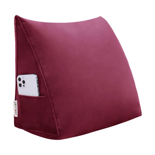 Wedge Bolster Pillow Headboard Cushion Velvet Burgundy – Bild 12