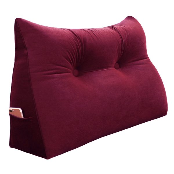 Wedge Bolster Pillow Headboard Cushion Velvet Burgundy – Bild 13