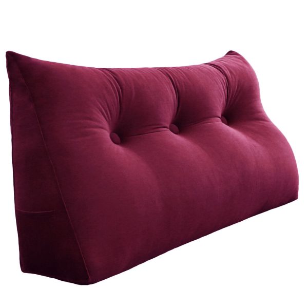 Wedge Bolster Pillow Headboard Cushion Velvet Burgundy – Bild 14