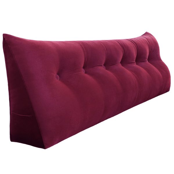 Wedge Bolster Pillow Headboard Cushion Velvet Burgundy – Bild 16