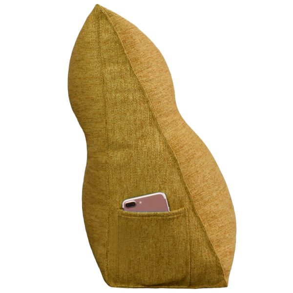 Large Wedge Pillow Big Bed Reading Cushion Linen Yellow - immagine 9