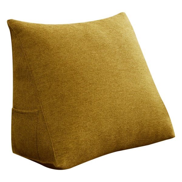 Large Wedge Pillow Big Bed Reading Cushion Linen Yellow - immagine 11