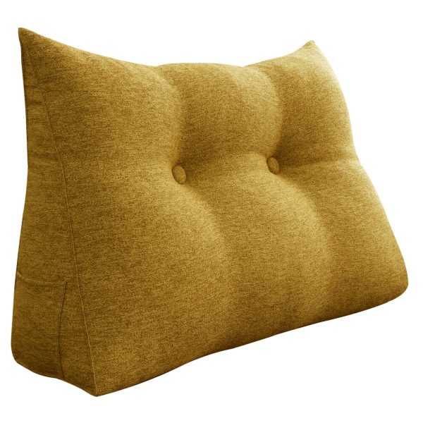 Large Wedge Pillow Big Bed Reading Cushion Linen Yellow - immagine 12
