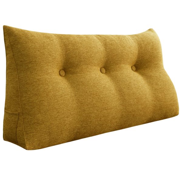 Large Wedge Pillow Big Bed Reading Cushion Linen Yellow - immagine 13
