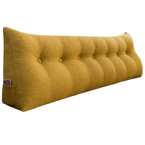 Large Wedge Pillow Big Bed Reading Cushion Linen Yellow - immagine 16