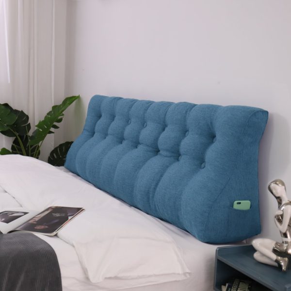 Reading Wedge Headboard Pillow Big Cushion Linen Blue - obrazek 4