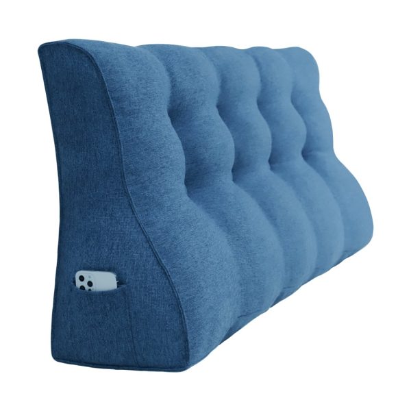 Reading Wedge Headboard Pillow Big Cushion Linen Blue - obrazek 11