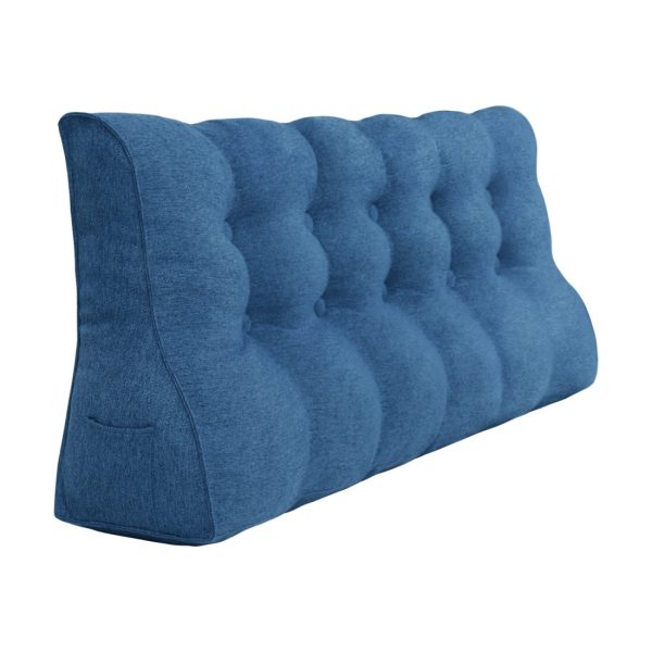 Reading Wedge Headboard Pillow Big Cushion Linen Blue - obrazek 12