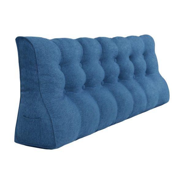 Reading Wedge Headboard Pillow Big Cushion Linen Blue - obrazek 13