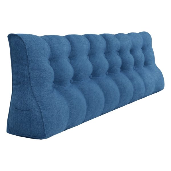 Reading Wedge Headboard Pillow Big Cushion Linen Blue - obrazek 14