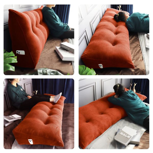 Triangular Pillow Nice Headboard Cushion Corduroy Orange - Imagen 5
