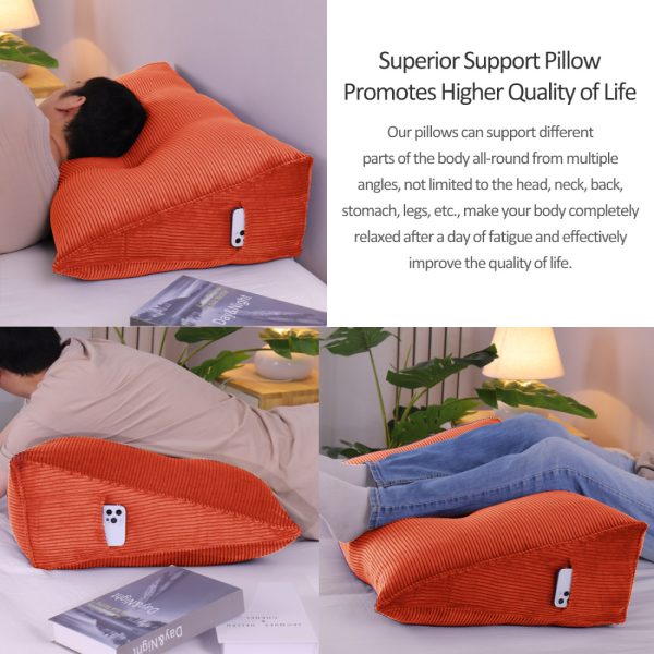 Triangular Pillow Nice Headboard Cushion Corduroy Orange - Imagen 6