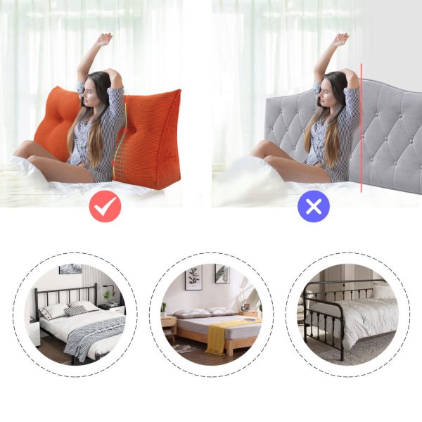 Triangular Pillow Nice Headboard Cushion Corduroy Orange - Imagen 8