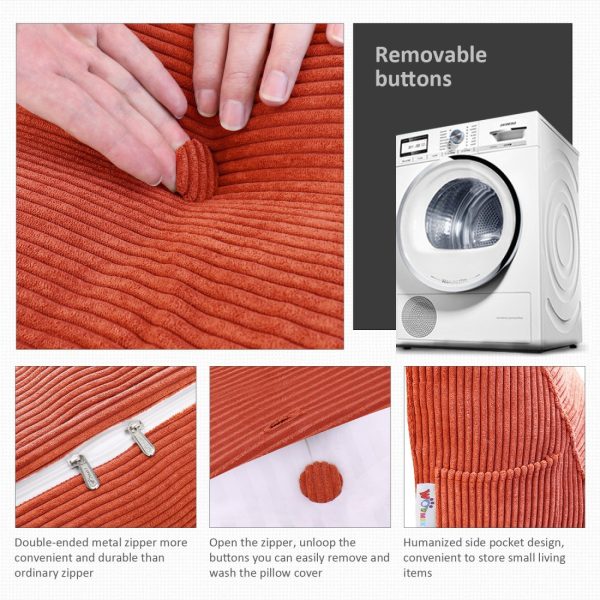 Triangular Pillow Nice Headboard Cushion Corduroy Orange - Imagen 10