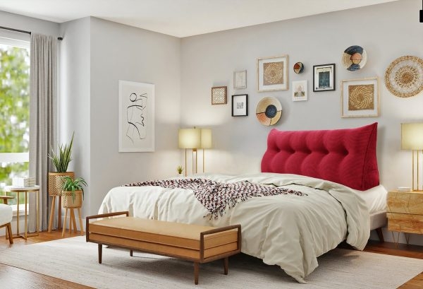 Triangular Wedge Pillow Bed Nice Big Cushion Corduroy Red – Bild 2