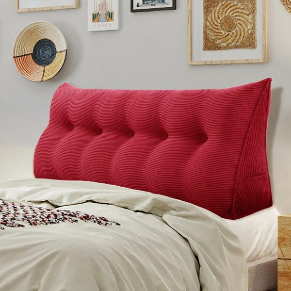 Triangular Wedge Pillow Bed Nice Big Cushion Corduroy Red – Bild 4
