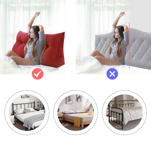 Triangular Wedge Pillow Bed Nice Big Cushion Corduroy Red – Bild 8