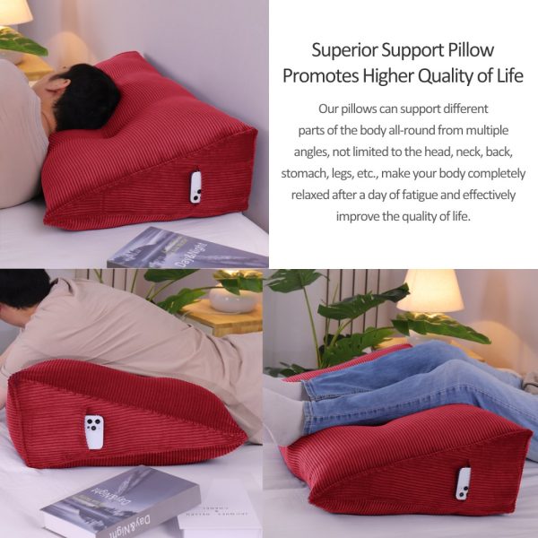 Triangular Wedge Pillow Bed Nice Big Cushion Corduroy Red – Bild 10
