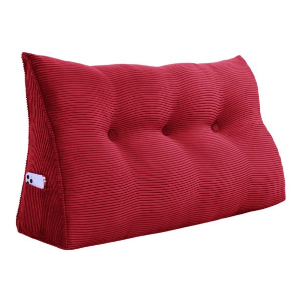 Triangular Wedge Pillow Bed Nice Big Cushion Corduroy Red – Bild 17
